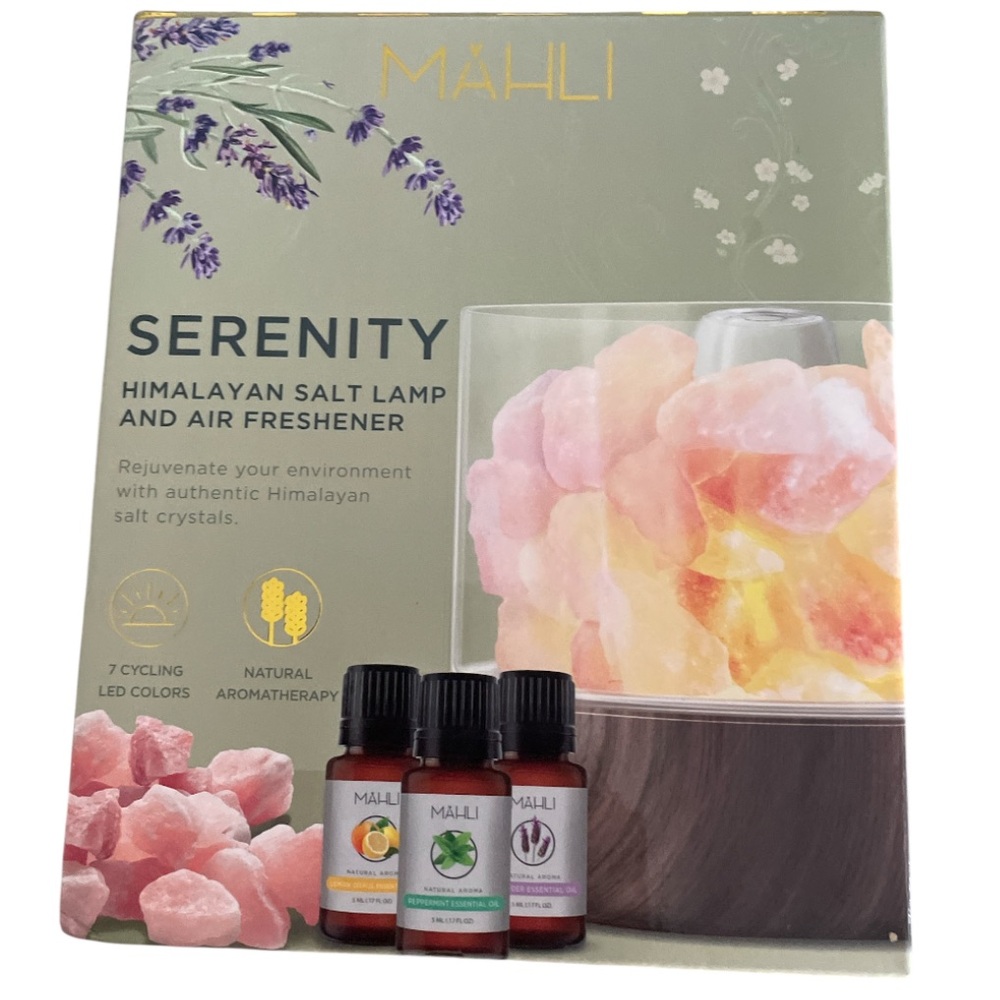 Serenity Himalayan Salt Lamp & Aromatherapy Oil Set — Pink, Yellow, White
